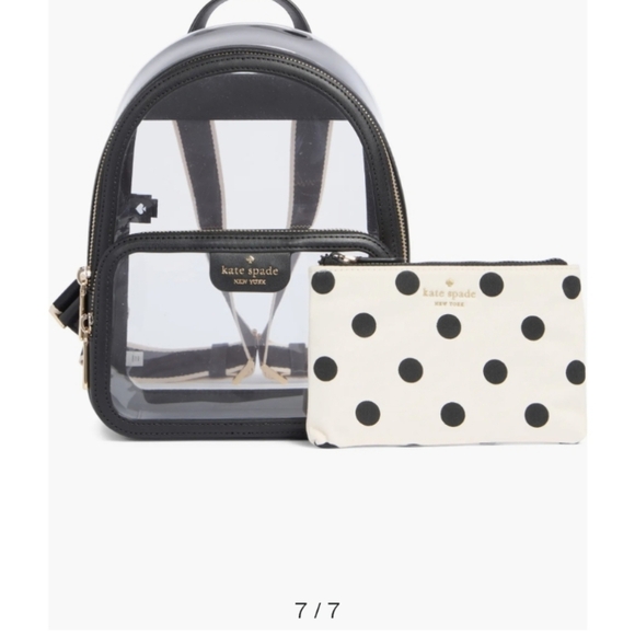 NWT Kate Spade ♠️ black & white polka dot Clare See Through Small Backpack